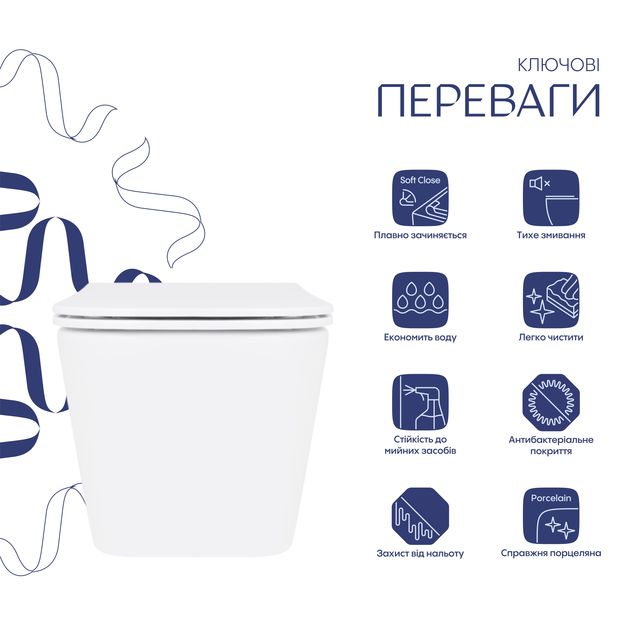 Унитаз подвесной Qtap Crow безободковый с сиденьем Soft-close QT05335170W, фото , зображення 3 | SNABZHENIE.com.ua Унитаз подвесной Qtap Crow безободковый с сиденьем Soft-close QT05335170W, фото , зображення 3 | SNABZHENIE.com.ua