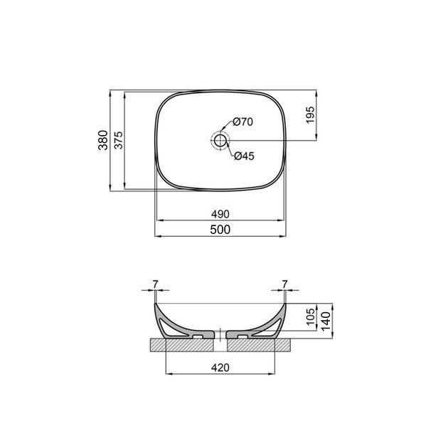 Раковина-чаша Qtap Cardinal 500х380х140 мм White QT04116302W, фото , зображення 2 | SNABZHENIE.com.ua Раковина-чаша Qtap Cardinal 500х380х140 мм White QT04116302W, фото , зображення 2 | SNABZHENIE.com.ua