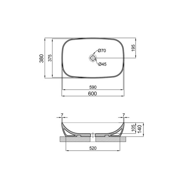 Раковина-чаша Qtap Cardinal 600х380х140 мм White QT04116257W, фото , зображення 2 | SNABZHENIE.com.ua Раковина-чаша Qtap Cardinal 600х380х140 мм White QT04116257W, фото , зображення 2 | SNABZHENIE.com.ua