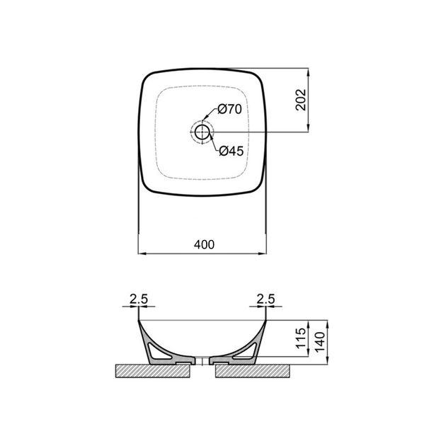 Раковина-чаша Qtap Kolibri 400х400х140 мм White QT10116303W, фото , зображення 2 | SNABZHENIE.com.ua Раковина-чаша Qtap Kolibri 400х400х140 мм White QT10116303W, фото , зображення 2 | SNABZHENIE.com.ua