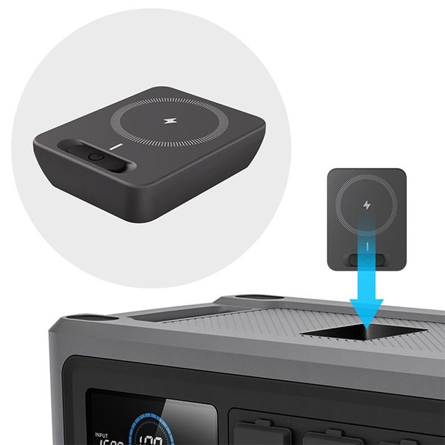 Станція зарядна портативна 2.4 кВт, 2048 Втч, LiFeP04, бездротова зарядка, знімний повербанк, STORM, фото , изображение 2 | SNABZHENIE.com.ua