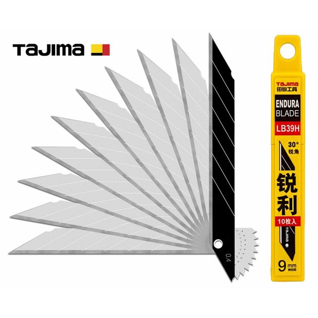 Лезвия для ножа 9 мм TAJIMA (Япония) LB39H угол 30° сегментные 10 шт, фото  | SNABZHENIE.com.ua