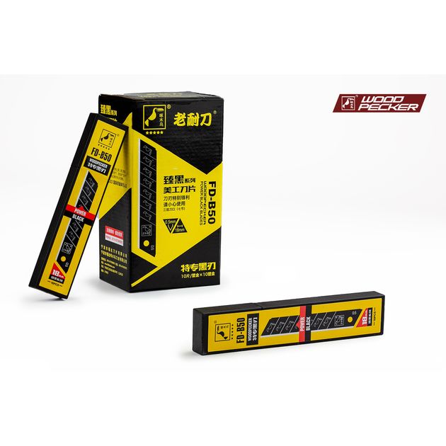 Лезвия для ножа 18мм Woodpecker Premium черные 10шт  FD-B50, фото , зображення 9 | SNABZHENIE.com.ua Лезвия для ножа 18мм Woodpecker Premium черные 10шт  FD-B50, фото , зображення 9 | SNABZHENIE.com.ua