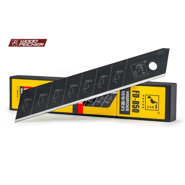 Лезвия для ножа 18мм Woodpecker Premium черные 10шт  FD-B50, фото , зображення 10 | SNABZHENIE.com.ua Лезвия для ножа 18мм Woodpecker Premium черные 10шт  FD-B50, фото , зображення 10 | SNABZHENIE.com.ua