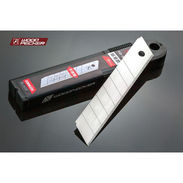 Лезвия для ножа 18мм нержавеющие Woodpecker серые 10шт  FD-S50, фото  | SNABZHENIE.com.ua