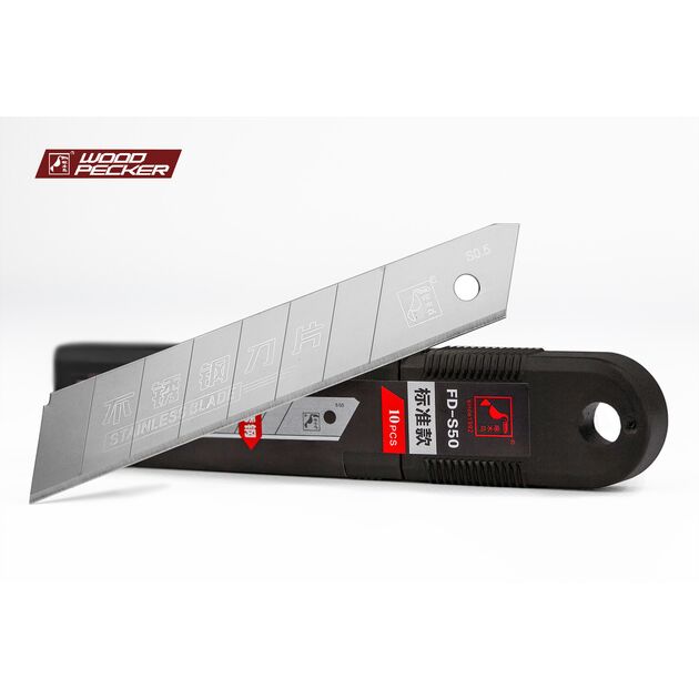 Лезвия для ножа 18мм нержавеющие Woodpecker серые 10шт  FD-S50, фото , зображення 7 | SNABZHENIE.com.ua Лезвия для ножа 18мм нержавеющие Woodpecker серые 10шт  FD-S50, фото , зображення 7 | SNABZHENIE.com.ua