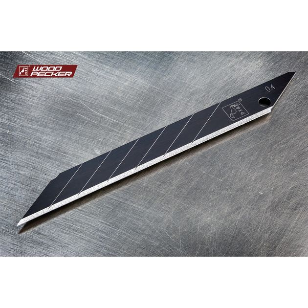 Лезвия для ножа 9 мм угол 30° Woodpecker черные ультра острые 10шт  FD-B40A, фото , зображення 3 | SNABZHENIE.com.ua Лезвия для ножа 9 мм угол 30° Woodpecker черные ультра острые 10шт  FD-B40A, фото , зображення 3 | SNABZHENIE.com.ua