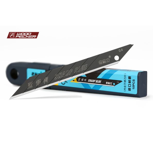 Лезвия для канцелярского ножа 9мм черные  угол 30° Woodpecker 10шт  FD-BS40A, фото , зображення 4 | SNABZHENIE.com.ua Лезвия для канцелярского ножа 9мм черные  угол 30° Woodpecker 10шт  FD-BS40A, фото , зображення 4 | SNABZHENIE.com.ua