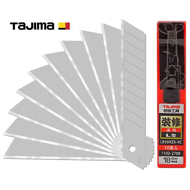 Лезвия для ножа 18мм TAJIMA (Япония) LB50HZX-YC сегментные 10 шт, фото  | SNABZHENIE.com.ua
