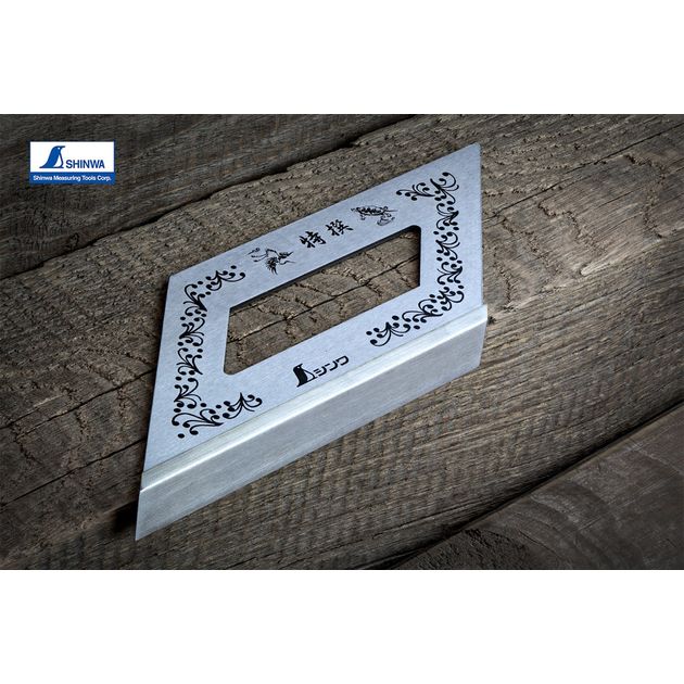Столярный угольник 170х62 мм SHINWA (Япония) 45° нержавеющая сталь, фото , зображення 2 | SNABZHENIE.com.ua