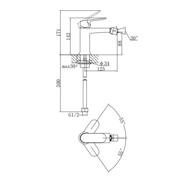 Смеситель для биде Qtap Evia QTEVI255CRM47581 Chrome, фото , зображення 2 | SNABZHENIE.com.ua