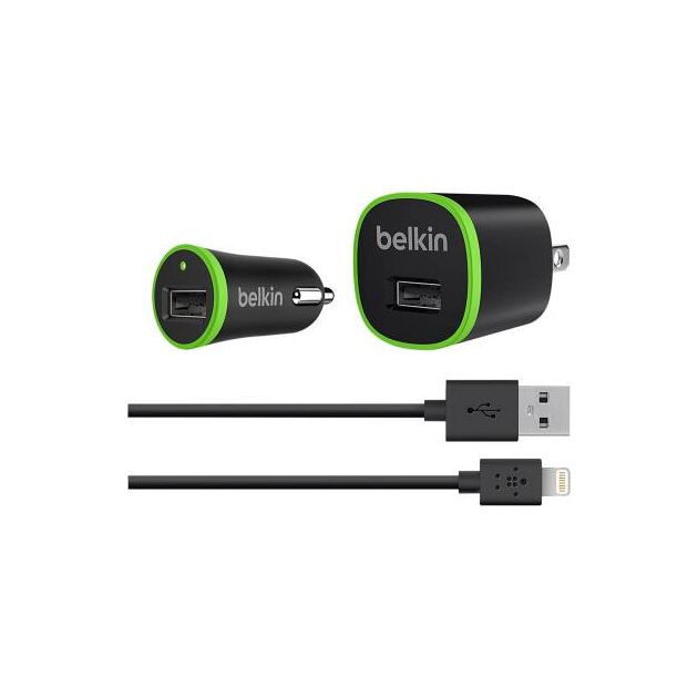 Belkin Micro Charger Kit (220V +12V + LIGHTNING cable, USB 1Amp), фото  | SNABZHENIE.com.ua