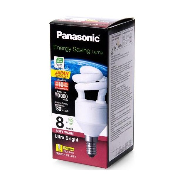 Panasonic 8W (40W) 2700K E14, фото , изображение 2 | SNABZHENIE.com.ua Panasonic 8W (40W) 2700K E14, фото , изображение 2 | SNABZHENIE.com.ua