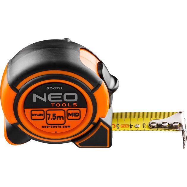 Рулетка NEO 67-178, стальная лента 7.5 м x 25 мм, фото  | SNABZHENIE.com.ua
