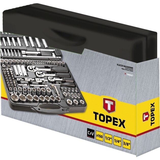 Topex 38D687 Набiр змiнних головок та насадок 1/4", 3/8", 1/2", 150 шт., фото , зображення 3 | SNABZHENIE.com.ua Topex 38D687 Набiр змiнних головок та насадок 1/4", 3/8", 1/2", 150 шт., фото , зображення 3 | SNABZHENIE.com.ua