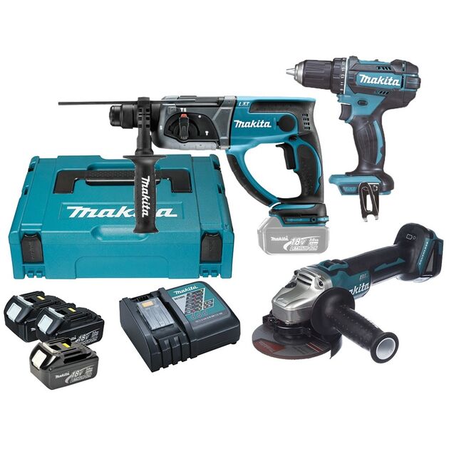 Makita DLXMUA504 LXT (DGA504,DHR202, DDF482,BL1830х3, DC18RC,кейс), фото , изображение 2 | SNABZHENIE.com.ua