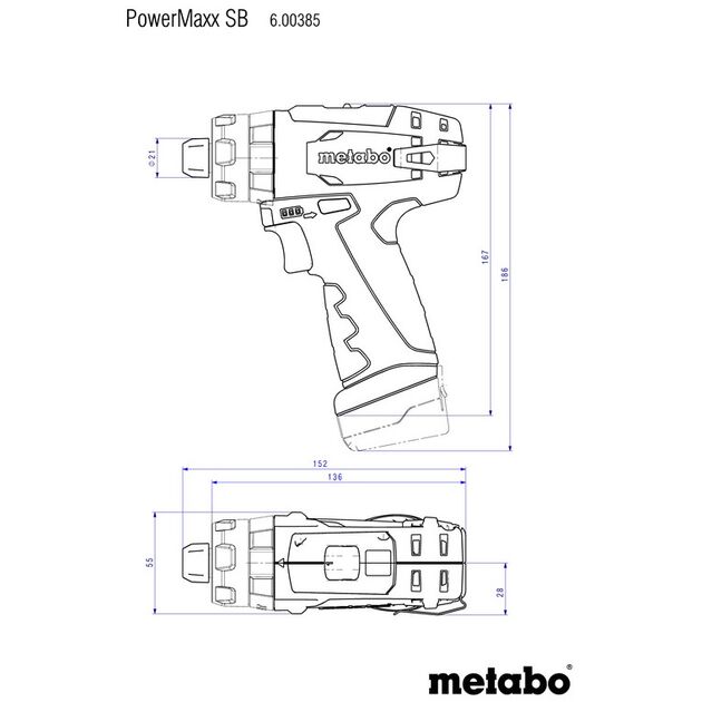 Metabo PowerMaxx SB Basic ударна 10.8V 2x2Ah, з / у, кофр, набір, фото , изображение 3 | SNABZHENIE.com.ua