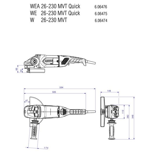 Metabo угловая W 26-230 MVT, 2600Вт, 230мм, антивибрационная система, фото , изображение 6 | SNABZHENIE.com.ua Metabo угловая W 26-230 MVT, 2600Вт, 230мм, антивибрационная система, фото , изображение 6 | SNABZHENIE.com.ua