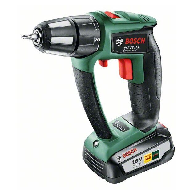 Bosch PSR 18 Li-2 Ergo акумуляторний, фото , изображение 2 | SNABZHENIE.com.ua