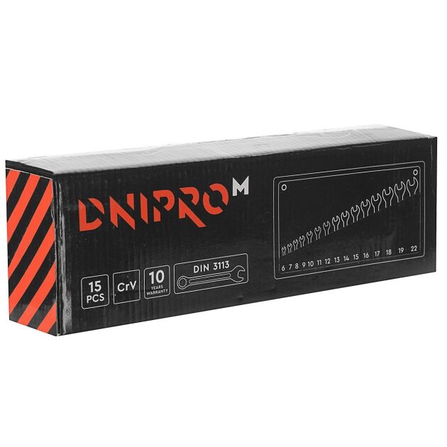 Dnipro-M Набор ключей рожково-накидных (15 шт.) (6-19, 22 мм), фото , зображення 4 | SNABZHENIE.com.ua