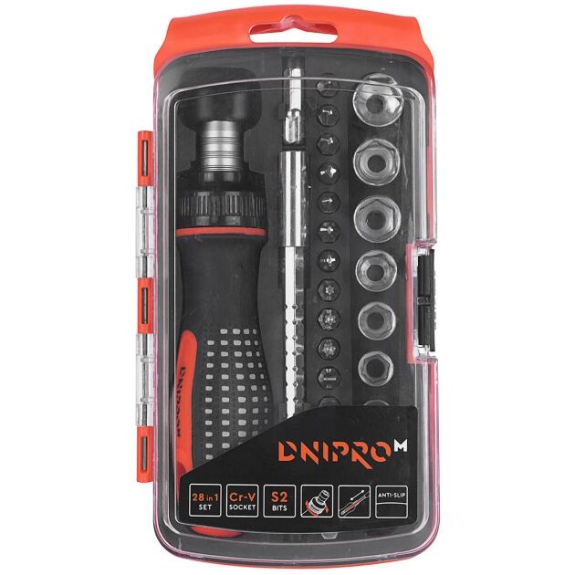 Dnipro-M Набір викруток з тріскачкою і насадками 28 в 1 28 шт., фото , зображення 2 | SNABZHENIE.com.ua