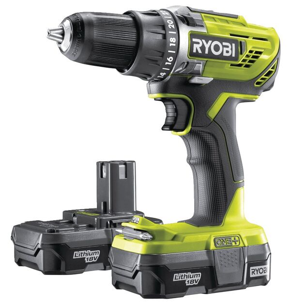 Ryobi Шуруповерт ONE + R18DD3-213S акумуляторний, 18В Li-Ion, 2-скор. 2х1.3Aч, 13мм, сумка, фото  | SNABZHENIE.com.ua