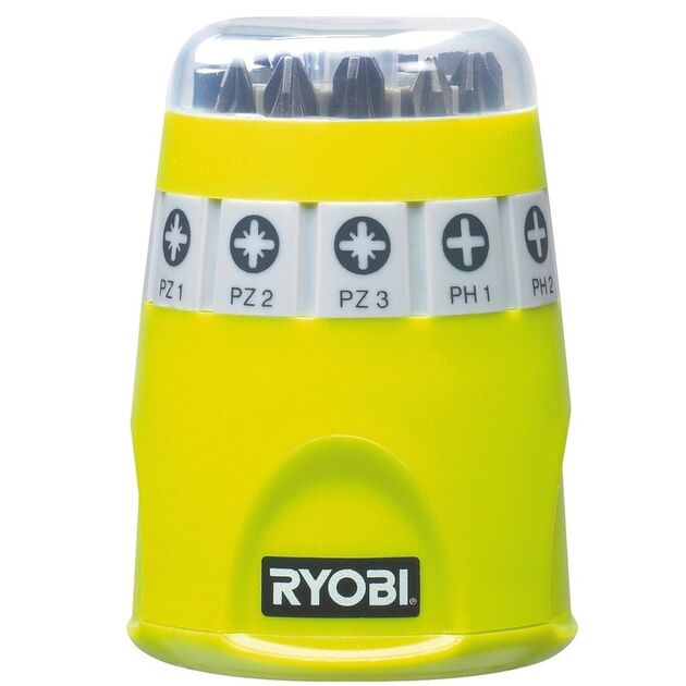 Ryobi Набір біт RAK10SD, 10 од., 9х25мм: PH1 / 2/3 / PZ1 / 2/3 /SL4.5/5.5/6.5, тримач 60мм, фото  | SNABZHENIE.com.ua