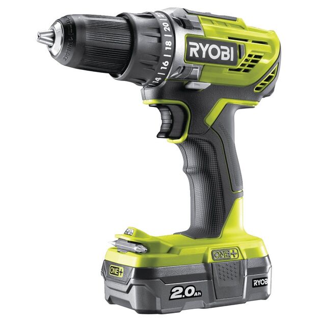 Ryobi Шуруповерт-дриль ONE+ R18DD3-120S 18В, 2-шв.,1х2.0 А/г,сумка, фото , изображение 2 | SNABZHENIE.com.ua