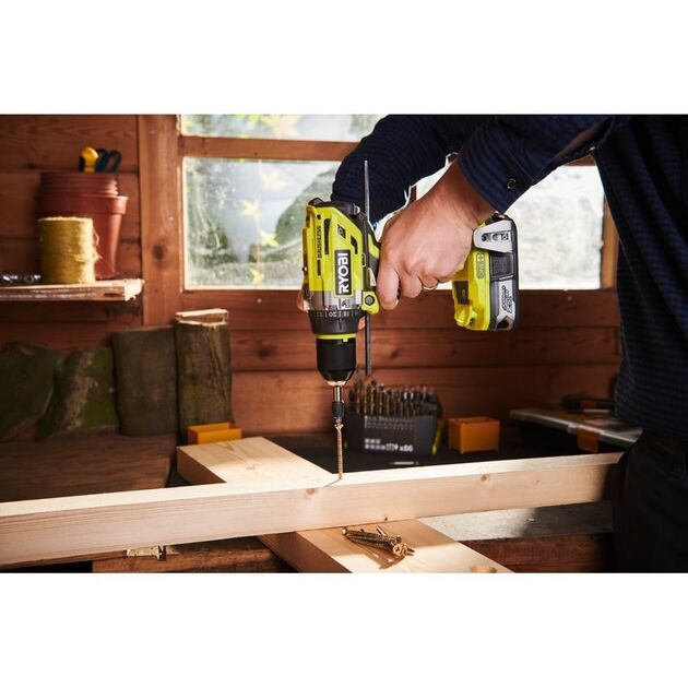 Ryobi Шуруповерт-дриль RONE+ R18PD7-220B, 18В, ударний, безщітковий, 85Нм, 2х2.0Ач, фото , изображение 6 | SNABZHENIE.com.ua