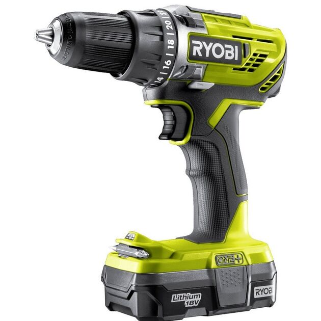 Ryobi Шуруповерт-дриль ONE + R18DD3-113S 18В, 2-скор., 1х1.3 А / ч, сумка, фото  | SNABZHENIE.com.ua
