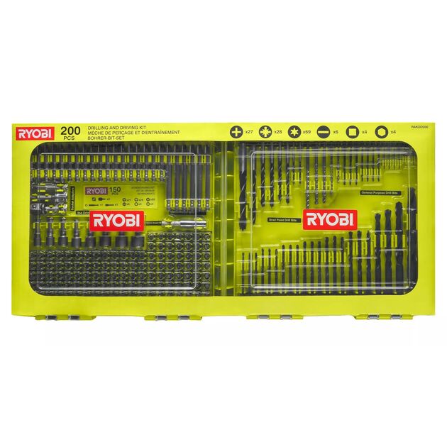 Ryobi Набір свердел і біт RAKDD200, 200шт, фото  | SNABZHENIE.com.ua