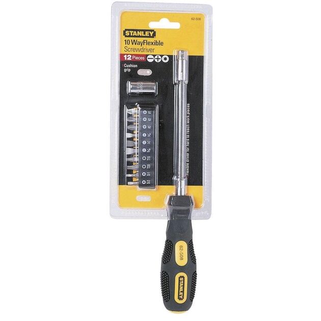 Stanley Викрутка 10 Way Flexible для насадок 1/4", з гнучким стрижнем + 10 насадок, фото  | SNABZHENIE.com.ua