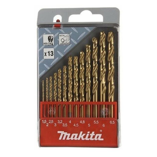 Makita Набір свердел по металу, HSS-TIN, 13 шт., фото  | SNABZHENIE.com.ua