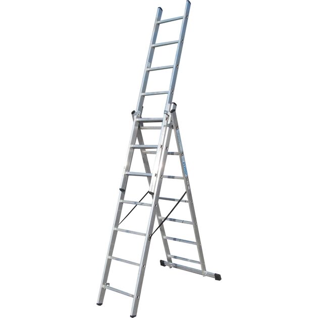 ELKOP Драбина 3-секц. розкл. 3*7сх. 1,9-3,99м VHR Т, фото , изображение 2 | SNABZHENIE.com.ua