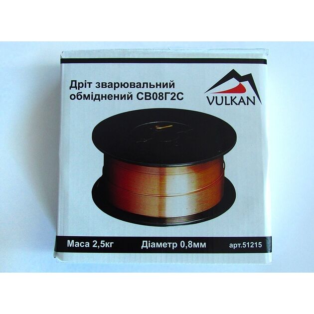 VULKAN Дріт зварюв. обмід. 0,8мм/2,5кг (катушка-пластік) СВ08Г2С, фото  | SNABZHENIE.com.ua