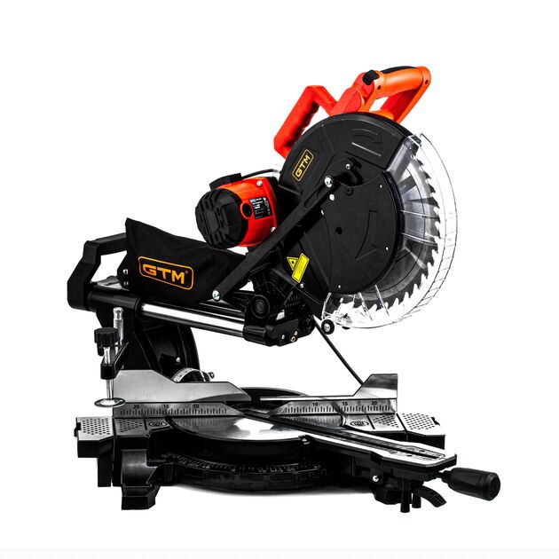 GTM Пила торцювальна HM1245 1800Вт, 305*30мм, 3800об/хв, з протяжним механізмом і лазером, фото , изображение 2 | SNABZHENIE.com.ua GTM Пила торцювальна HM1245 1800Вт, 305*30мм, 3800об/хв, з протяжним механізмом і лазером, фото , изображение 2 | SNABZHENIE.com.ua