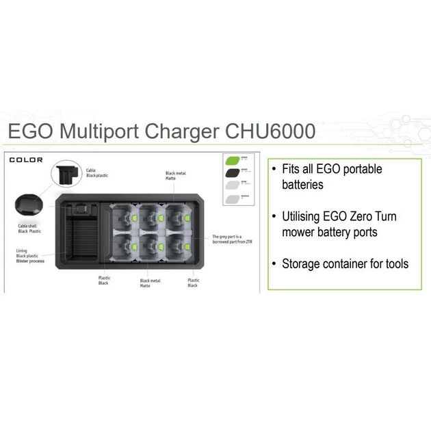 EGO Мультипорт CHU6000-S до зарядного пристрою CHV1600E з місцем під 6 акумуляторів, фото  | SNABZHENIE.com.ua