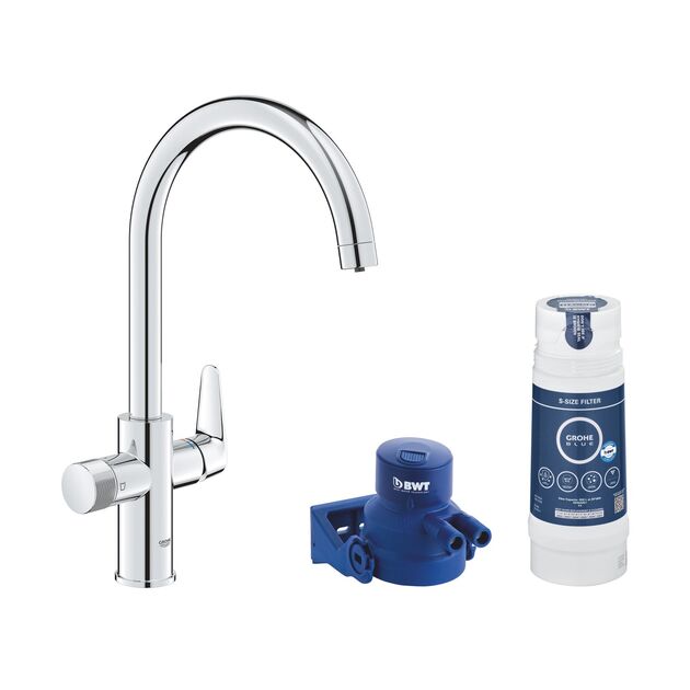 Смеситель для кухни Grohe Blue Pure StartCurve 30592000 с фильтром Blue S-Size 40404001 и головкой 64508001 (30594040), фото  | SNABZHENIE.com.ua