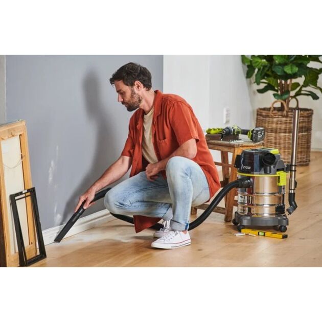Пылесос аккумуляторный строительный RYOBI R18WDV-0 ONE+ (18л), фото , зображення 4 | SNABZHENIE.com.ua Пылесос аккумуляторный строительный RYOBI R18WDV-0 ONE+ (18л), фото , зображення 4 | SNABZHENIE.com.ua