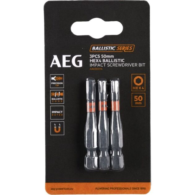 Бита ударная AEG AAK503H4,  HEX4, 50мм (3шт), фото  | SNABZHENIE.com.ua