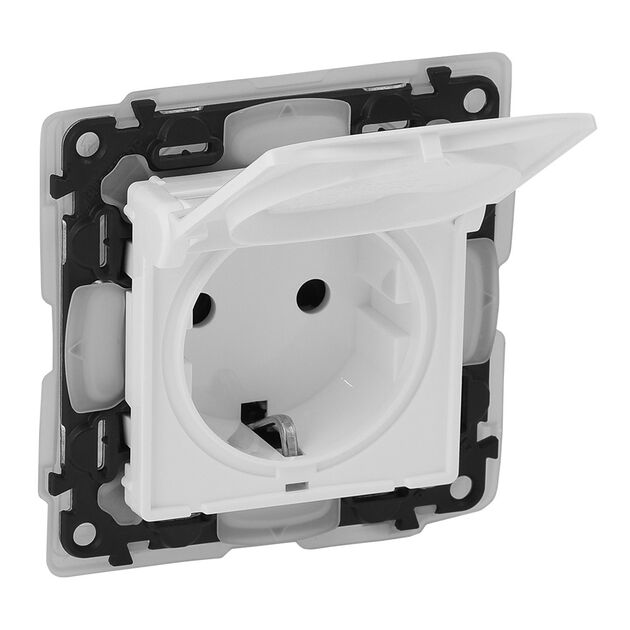 Legrand Розетка 2К+З зі шторками Valena LIFE, IP44, білий, фото  | SNABZHENIE.com.ua