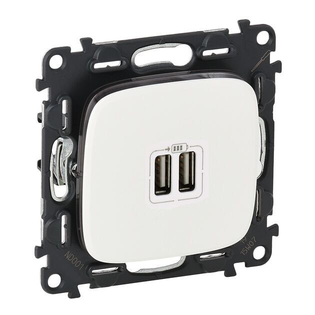 Legrand Розетка подвійна USB для зарядки Valena ALLURE, білий, фото  | SNABZHENIE.com.ua