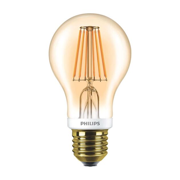 Philips LED Fila Dim E27 7.5-60W 2700K 230V A60 GOLD, фото  | SNABZHENIE.com.ua