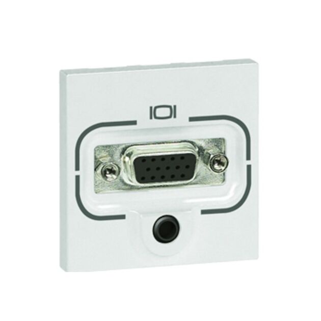 Legrand Розетка Mosaic, HD15, VGA + AUDIO 3.5мм, гвинтове з'єднання, 2 модулі, білий, фото  | SNABZHENIE.com.ua