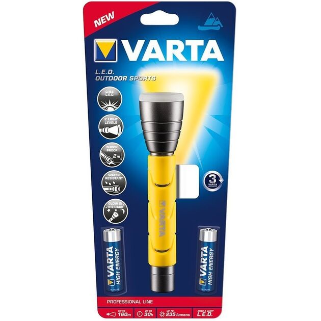 VARTA LED Outdoor Sports Flashlight 2AA, фото  | SNABZHENIE.com.ua