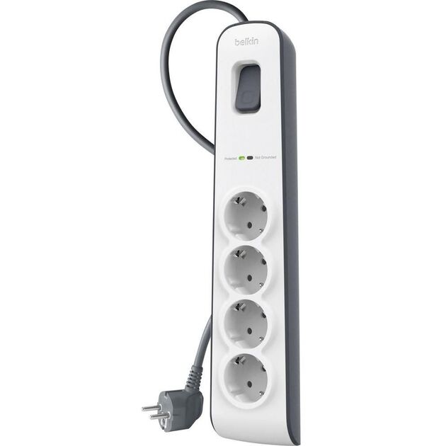 Belkin Подовжувач-фільтр мережевий 4хТип F, 3x1.5мм кв, 16А з захистом від перенапруги, 2м, білий, фото  | SNABZHENIE.com.ua