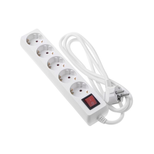 2E Мережевий фільтр 5XSchuko з вимикачем, 3G*1.5мм, 1.8м, white, фото  | SNABZHENIE.com.ua