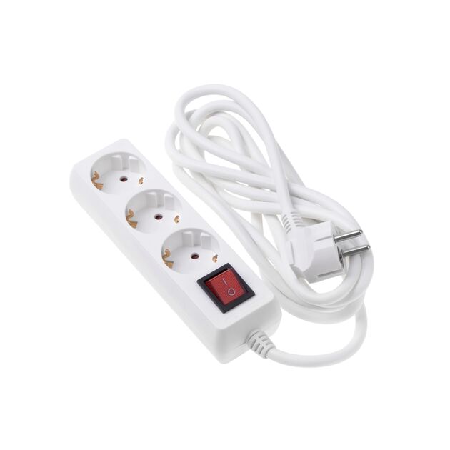 2E Мережевий фільтр 3XSchuko з вимикачем, 3G*1.5мм, 3м, white, фото  | SNABZHENIE.com.ua