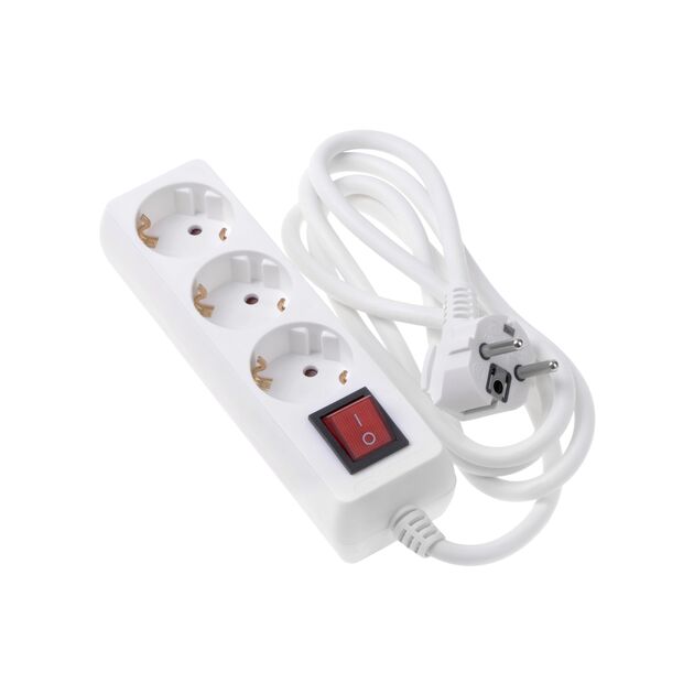2E Мережевий фільтр 3XSchuko з вимикачем, 3G*1.5мм, 1.8м, white, фото  | SNABZHENIE.com.ua