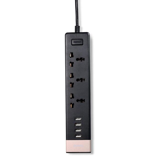 Remax Мережевий фільтр 3xPlug-4хUSBх 2.1А 1.8M black, фото  | SNABZHENIE.com.ua